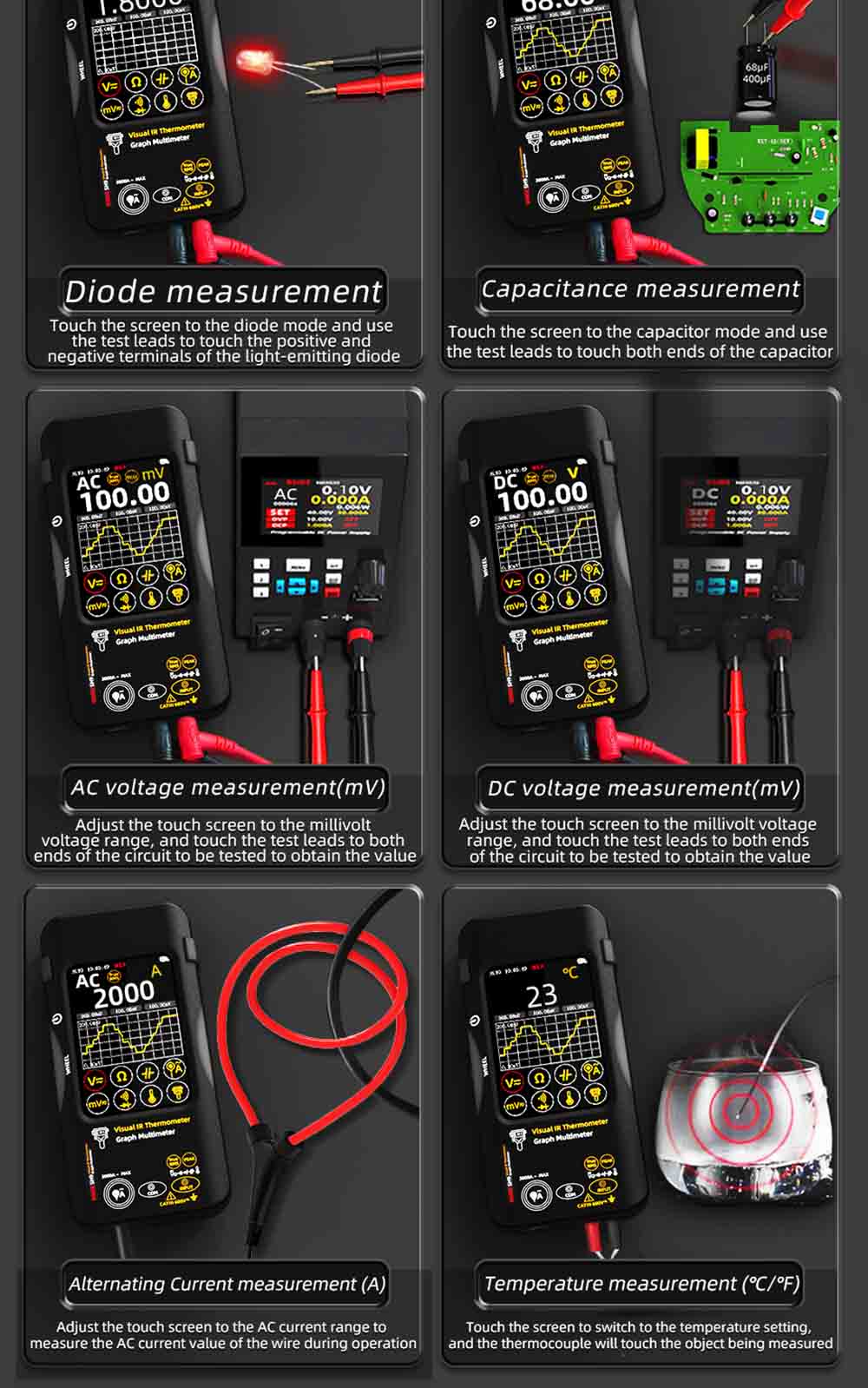 BSIDE SH9 Thermal Imager Multimeter, 320×428 IR Camera, 3.98-inch Touchscreen, Rechargeable 2500mAh Battery, Standard Version