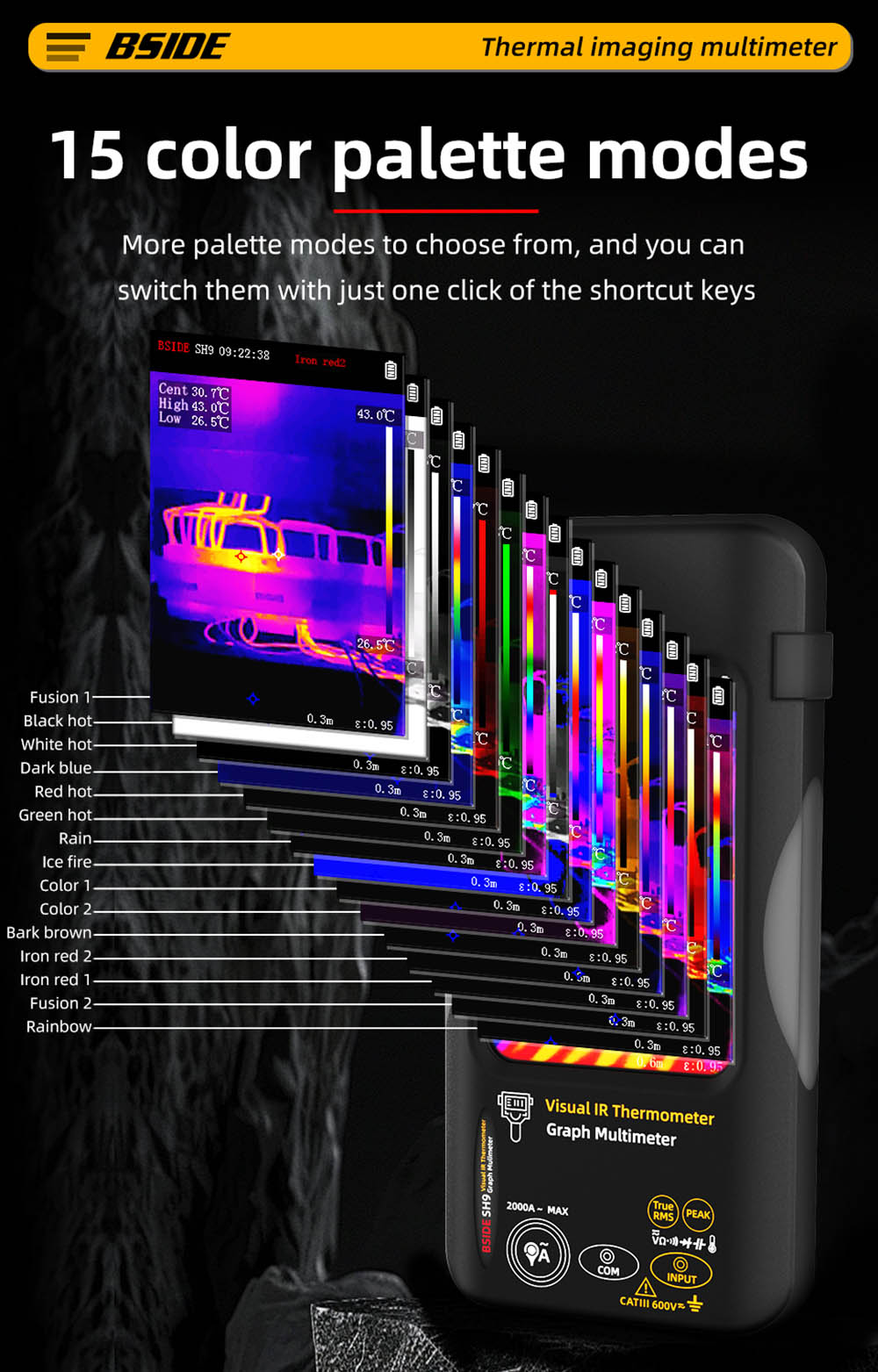 BSIDE SH9 Thermal Imager Multimeter, 320×428 IR Camera, 3.98-inch Touchscreen, Rechargeable 2500mAh Battery, Standard Version