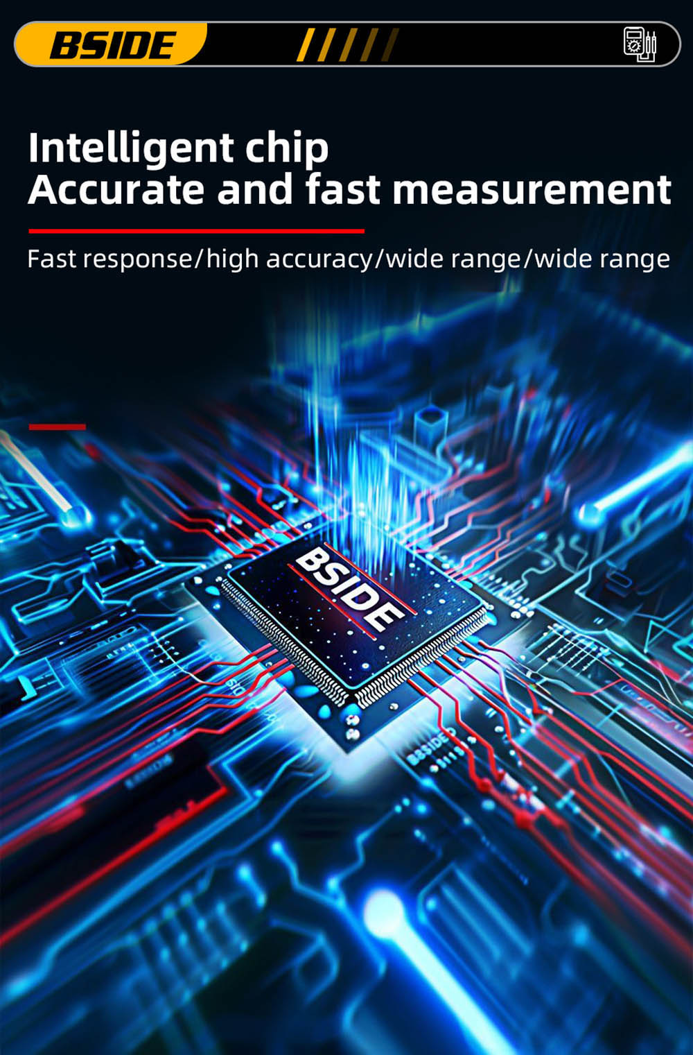 BSIDE U5 U-Shaped Clamp Meter, 600A DC AC Current Tester, True RMS, Auto-Ranging, TFT Color Screen, NCV/Zero-Live Wire, USB Rechargeable, 1200mAh Multimeter