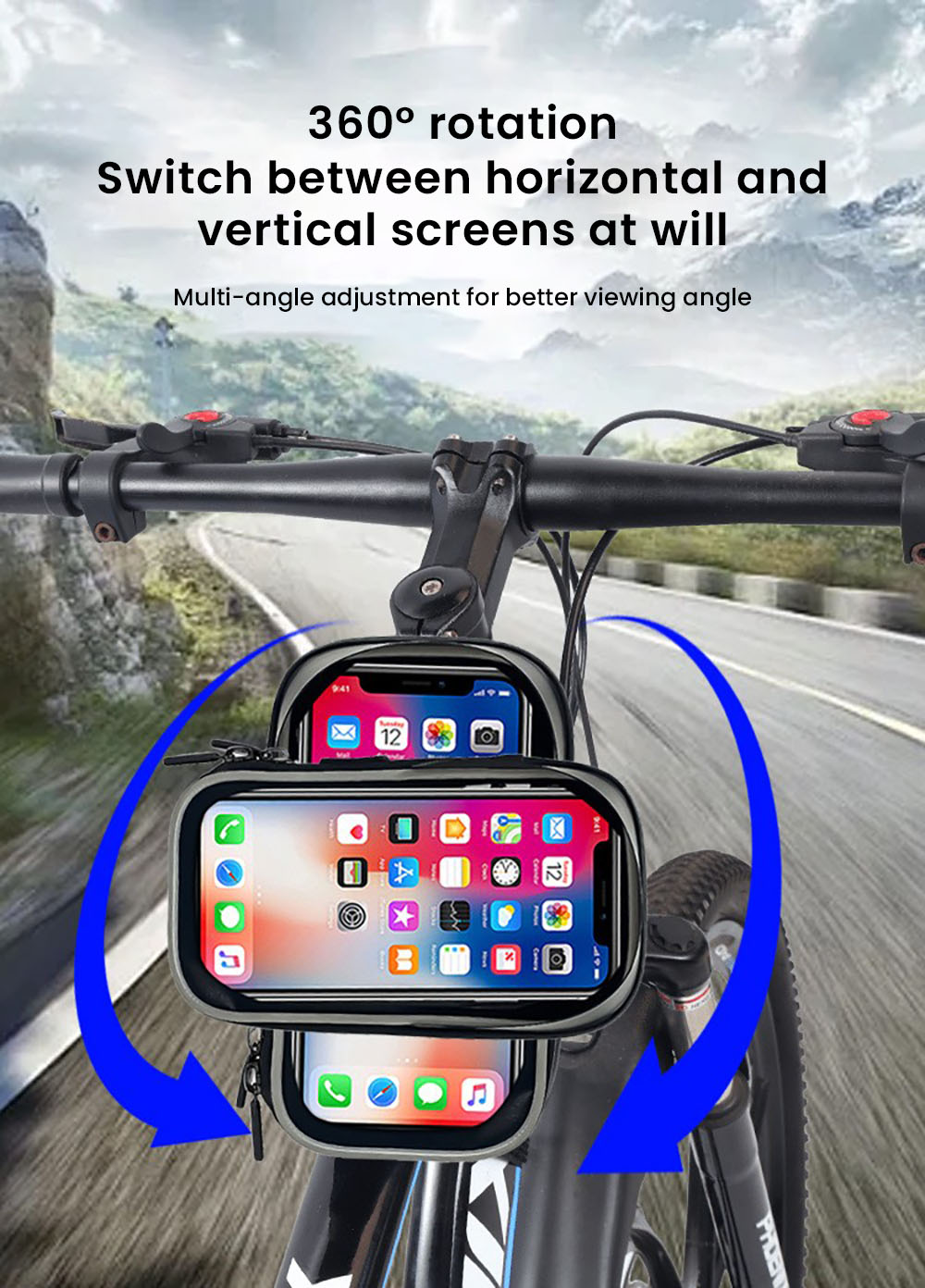 Bike Phone Front Frame Bag Waterproof Bicycle Phone Mount Bag, Fits Phones Under 7 inch