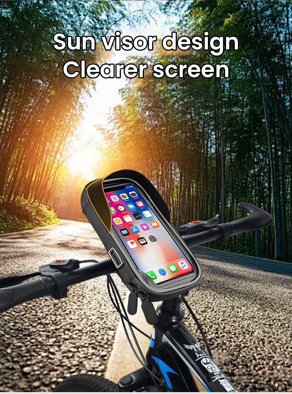 Bike Phone Front Frame Bag Waterproof Bicycle Phone Mount Bag, Fits Phones Under 7 inch