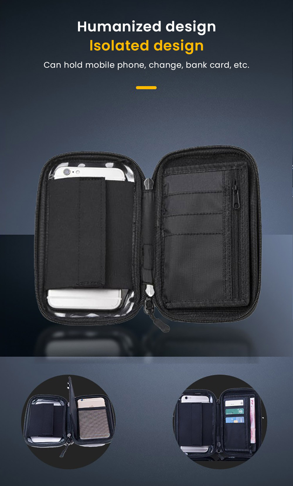 Bike Phone Front Frame Bag Waterproof Bicycle Phone Mount Bag, Fits Phones Under 7 inch