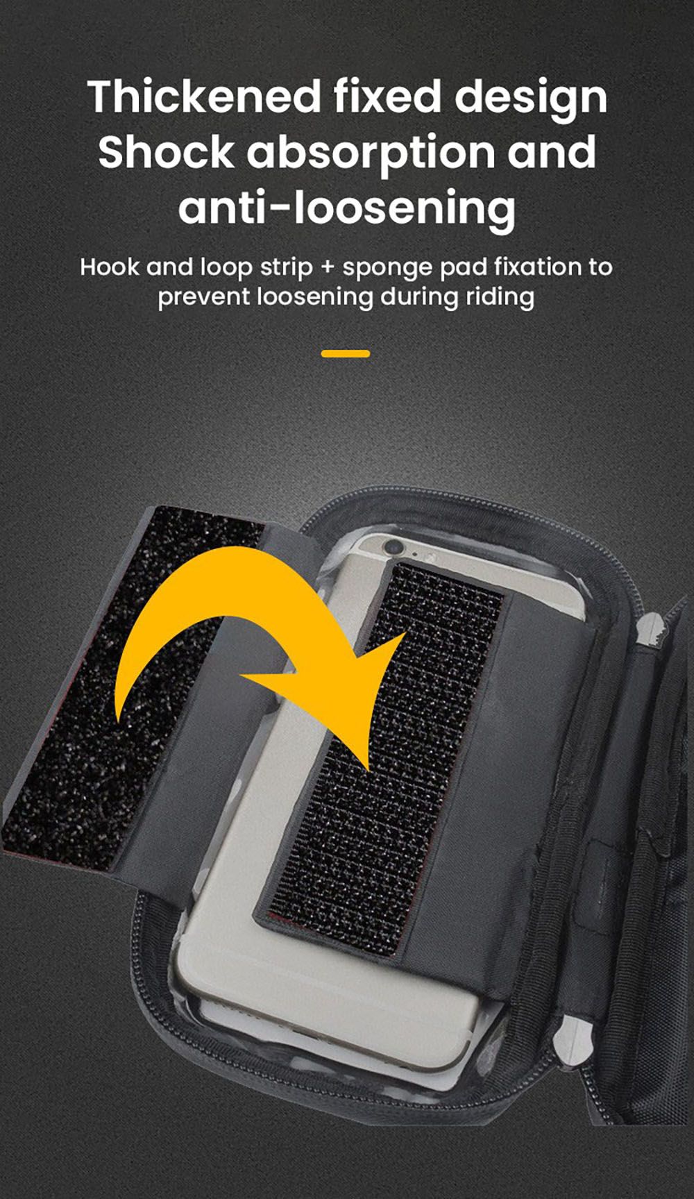 Bike Phone Front Frame Bag Waterproof Bicycle Phone Mount Bag, Fits Phones Under 7 inch