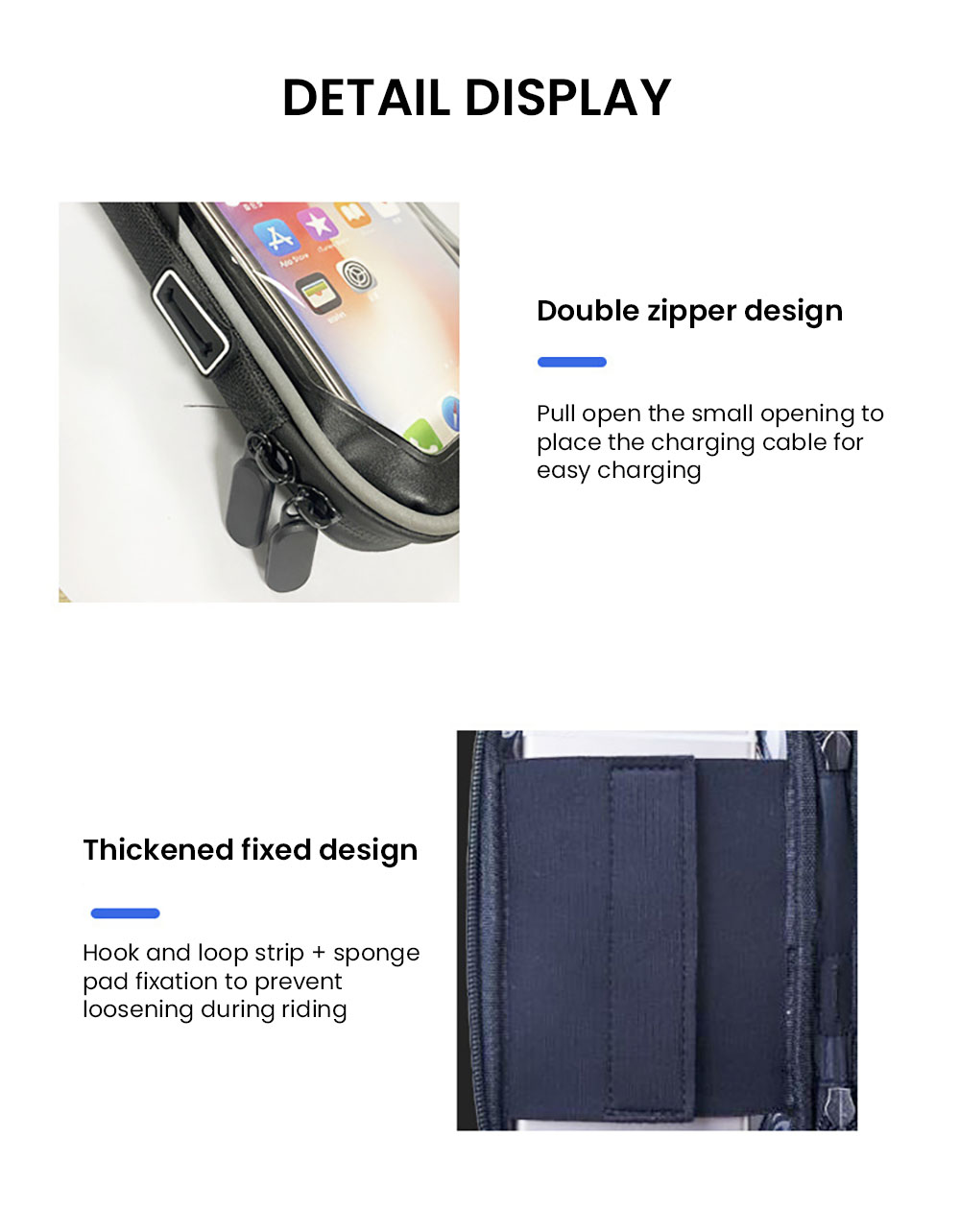 Bike Phone Front Frame Bag Waterproof Bicycle Phone Mount Bag, Fits Phones Under 7 inch