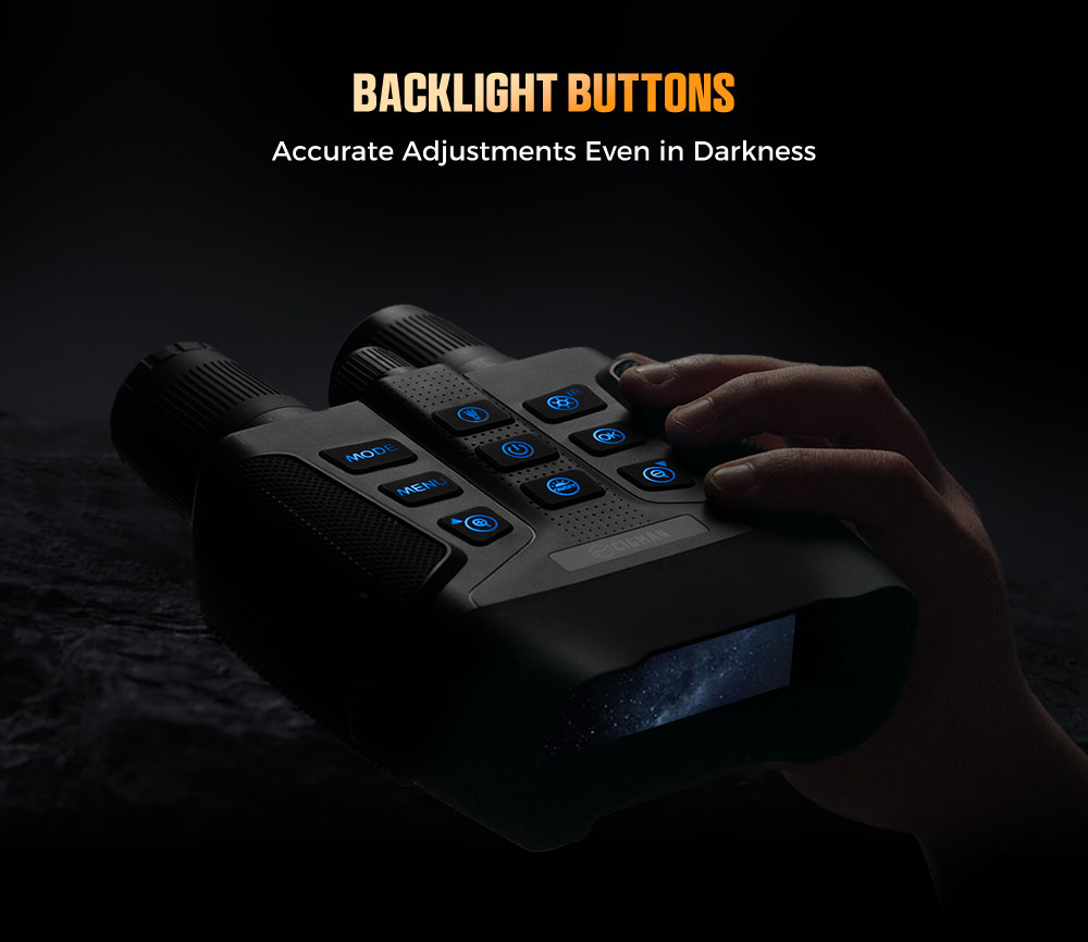 CIGMAN CNV01 Night Vision Binoculars, 3.99" Large Screen, Up to 18H 5000mAh Battery, f/1.0 Large Aperture, 32GB Memory Card, 5X Zoom, Flashlight, Compass