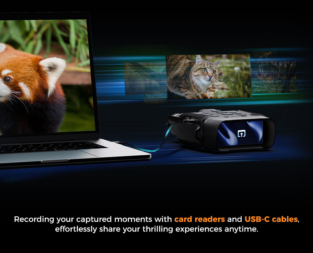 CIGMAN CNV01 Night Vision Binocular, 3.99" Large Screen, Up to 18H 5000mAh Battery, f/1.0 Large Aperture, 32GB Memory Card, 5X Zoom, Flashlight, Compass