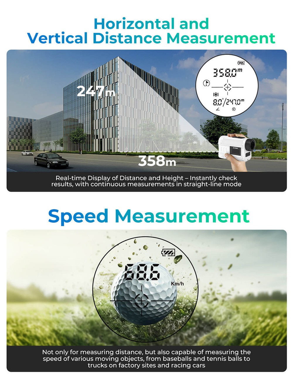 CIGMAN CT-1200 Golf-Entfernungsmesser, 1312 Yards mit Neigung, 6-fache Vergr&ouml;&szlig;erung, Flag-Lock-Vibration, IP54 wasserdicht, 6 Modi, wiederaufladbar 750 mAh