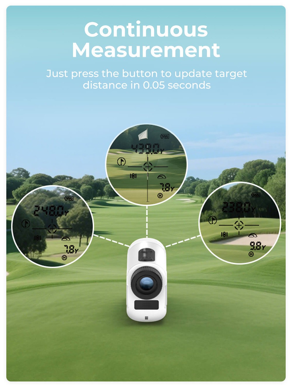 CIGMAN CT-1200 Golf-Entfernungsmesser, 1312 Yards mit Neigung, 6-fache Vergr&ouml;&szlig;erung, Flag-Lock-Vibration, IP54 wasserdicht, 6 Modi, wiederaufladbar 750 mAh