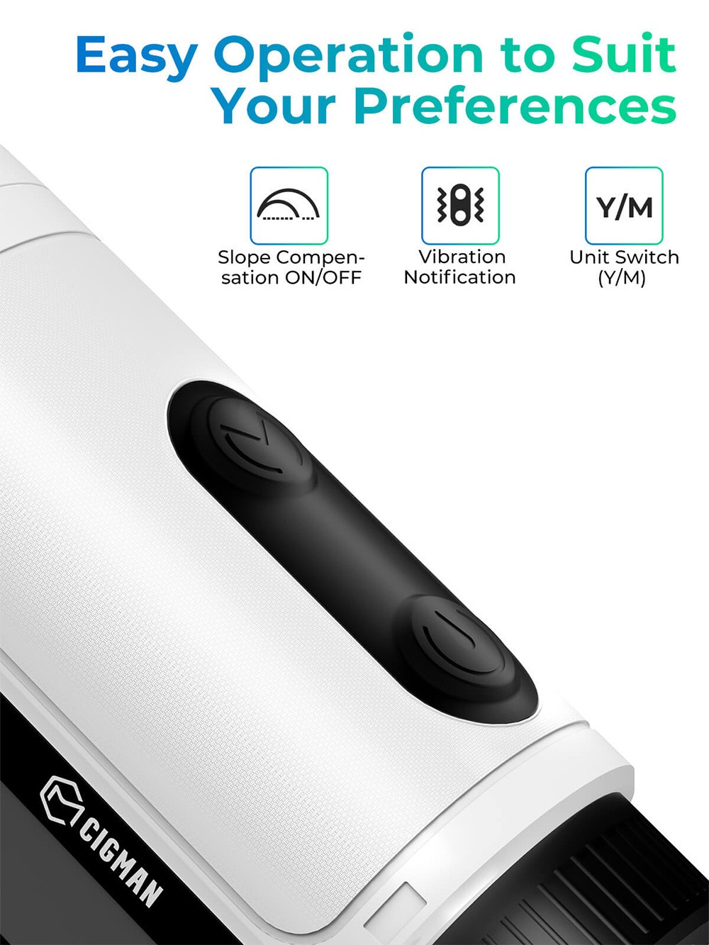 CIGMAN CT-1200 Golf-Entfernungsmesser, 1312 Yards mit Neigung, 6-fache Vergr&ouml;&szlig;erung, Flag-Lock-Vibration, IP54 wasserdicht, 6 Modi, wiederaufladbar 750 mAh