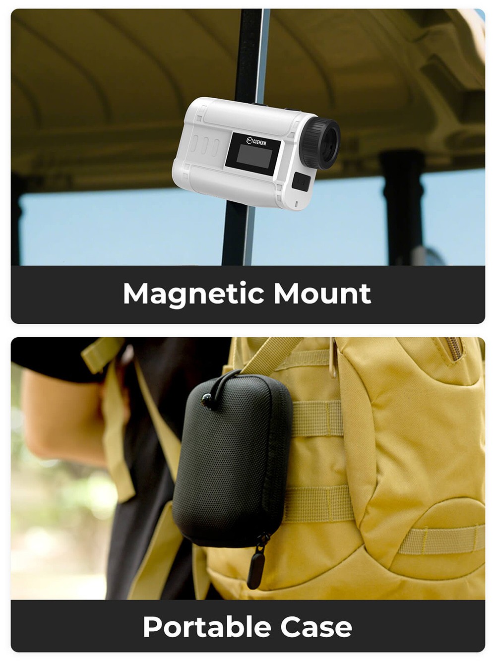 CIGMAN CT-1200 Golf Rangefinder, 1312 Yards with Slope, 6X Magnification, Flag-Lock Vibration, IP54 Waterproof, 6 Modes, Rechargeable 750mAh