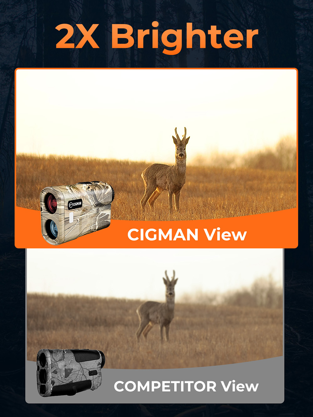 CIGMAN CT-3000 T&eacute;l&eacute;m&egrave;tre de Chasse 3000m, Grossissement 6X, Protection IP54, 7 Modes