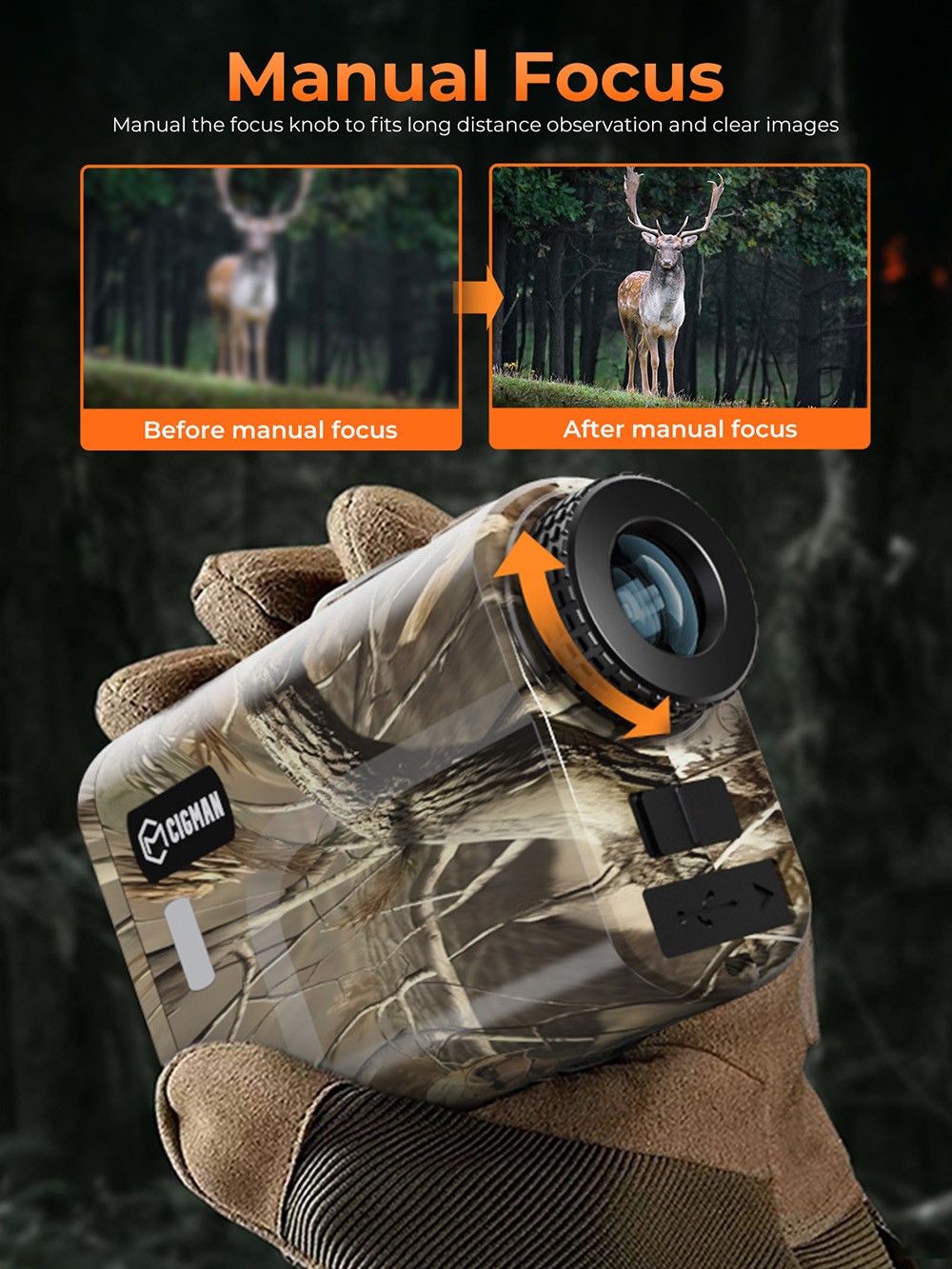 CIGMAN CT-3000 T&eacute;l&eacute;m&egrave;tre de Chasse 3000m, Grossissement 6X, Protection IP54, 7 Modes