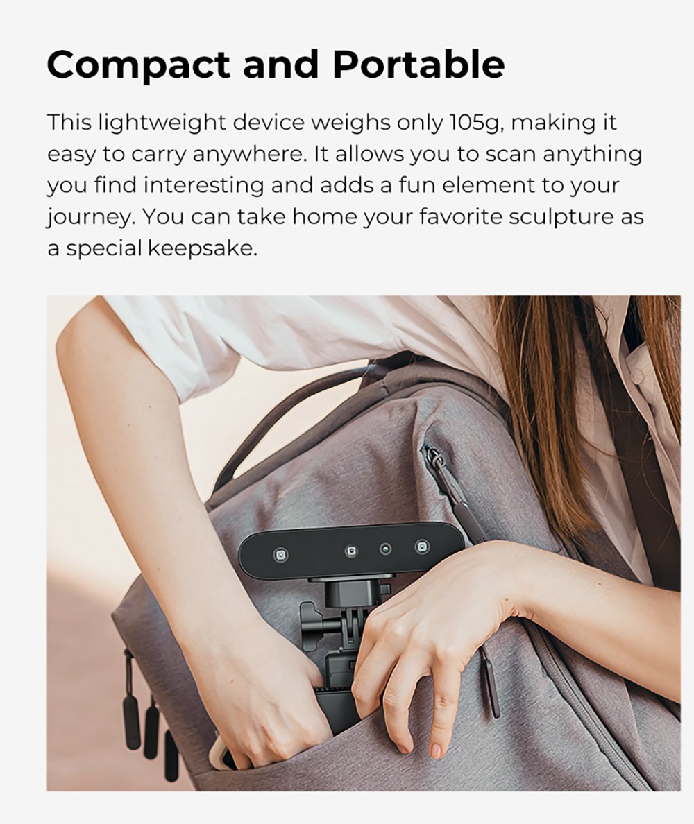 Refurbished Creality CR-Scan Ferret Pro 3D Scanner, Infrared Light Source, Up to 30 fps Scan Speed, 0.1mm Accuracy, 150-700mm Working Distance, 560x820mm Single Capture Range, 150x150mm Minimum Scanning, Wireless Connection