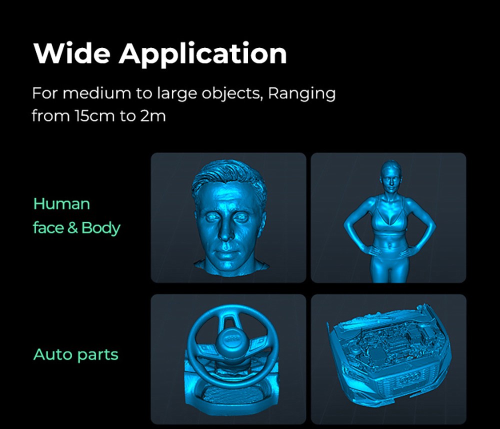 Refurbished Creality CR-Scan Ferret Pro 3D Scanner, Infrared Light Source, Up to 30 fps Scan Speed, 0.1mm Accuracy, 150-700mm Working Distance, 560x820mm Single Capture Range, 150x150mm Minimum Scanning, Wireless Connection
