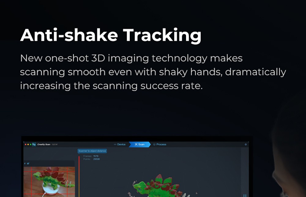 Refurbished Creality CR-Scan Ferret Pro 3D Scanner, Infrared Light Source, Up to 30 fps Scan Speed, 0.1mm Accuracy, 150-700mm Working Distance, 560x820mm Single Capture Range, 150x150mm Minimum Scanning, Wireless Connection