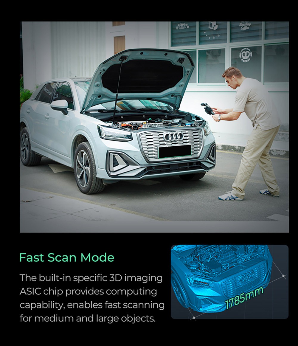 Refurbished Creality CR-Scan Ferret Pro 3D Scanner, Infrared Light Source, Up to 30 fps Scan Speed, 0.1mm Accuracy, 150-700mm Working Distance, 560x820mm Single Capture Range, 150x150mm Minimum Scanning, Wireless Connection