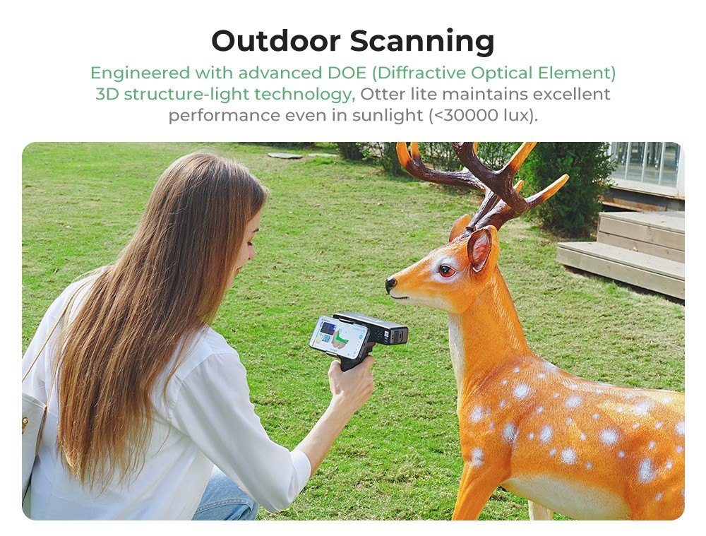 Creality Otter Lite 3D Scanner, 0.05 mm presnosť, objekty v rozsahu 20 - 2 000 mm, 24-bitové plnofarebné skenovanie, skenovanie tváre & tela