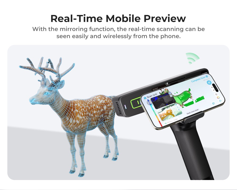 Creality Otter Lite 3D Scanner, 0.05 mm presnosť, objekty v rozsahu 20 - 2000 mm, 24-bitové plnofarebné skenovanie, skenovanie tváre & tela