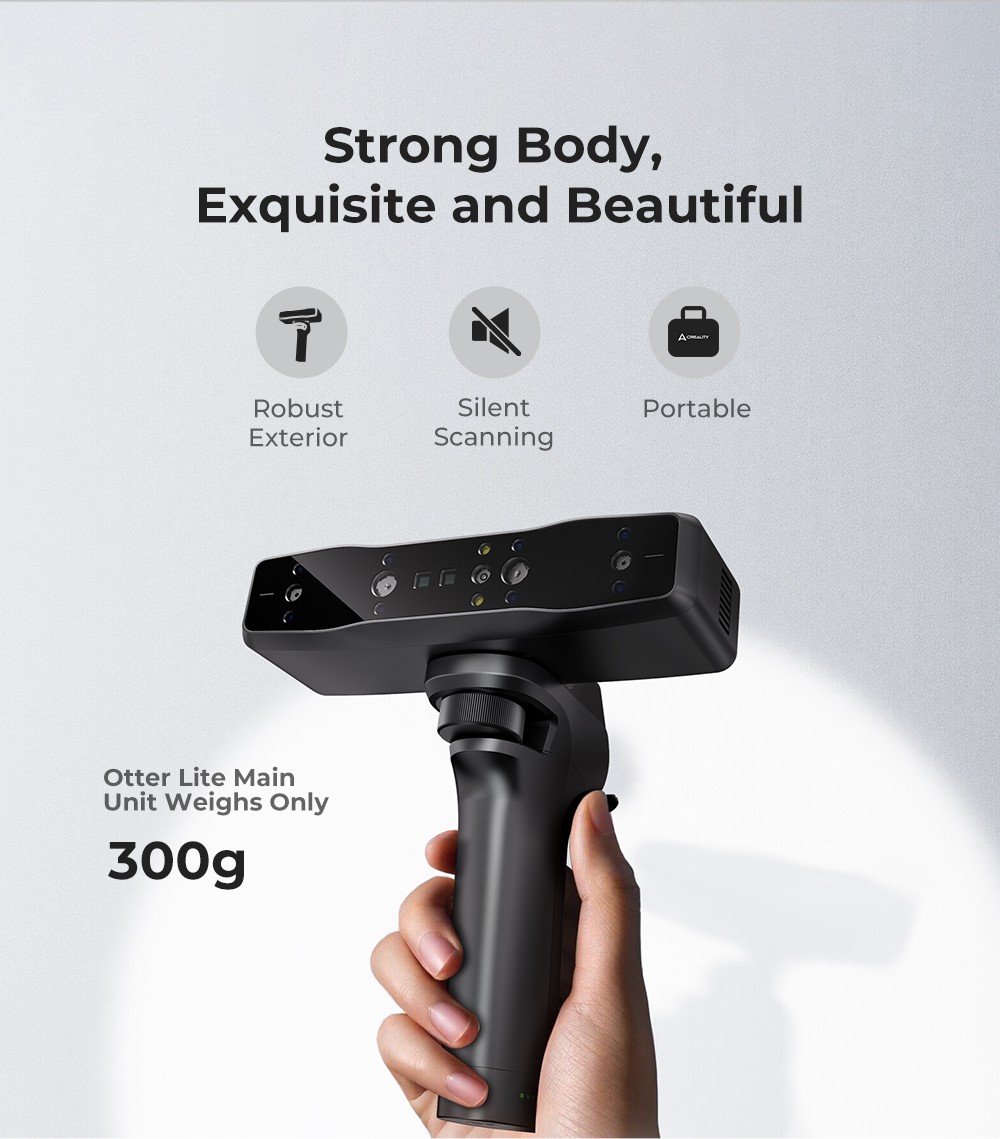 Creality Otter Lite 3D Scanner, 0.05 mm presnosť, objekty v rozsahu 20 - 2000 mm, 24-bitové plnofarebné skenovanie, skenovanie tváre & tela