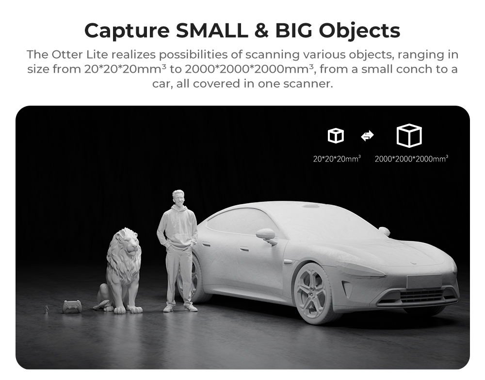 Creality Otter Lite 3D Scanner, 0.05 mm presnosť, objekty v rozsahu 20 - 2 000 mm, 24-bitové plnofarebné skenovanie, skenovanie tváre & tela