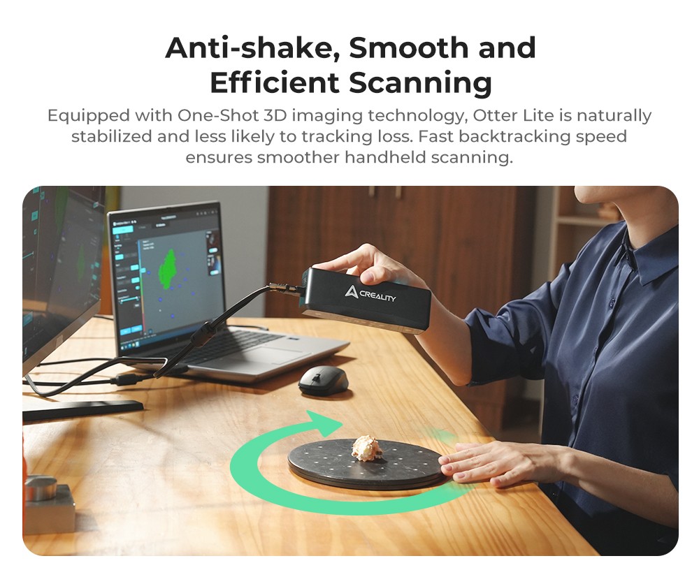 Creality Otter Lite 3D Scanner, 0.05 mm presnosť, objekty v rozsahu 20 - 2000 mm, 24-bitové plnofarebné skenovanie, skenovanie tváre & tela