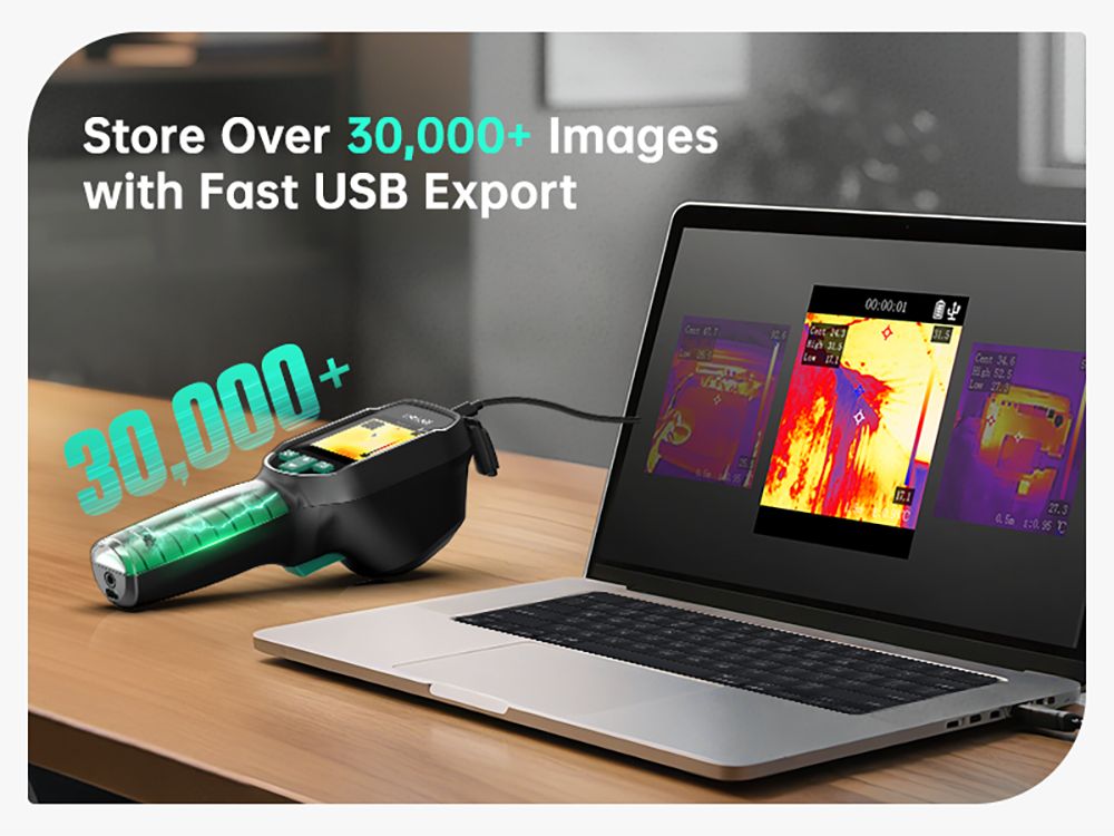 ERICKHILL ETI-01 Thermal Imaging Camera, 240×240 IR, 20Hz Refresh Rate, -20°C to 550°C Range, HVAC/Air Leak Detector, Laser Pointer