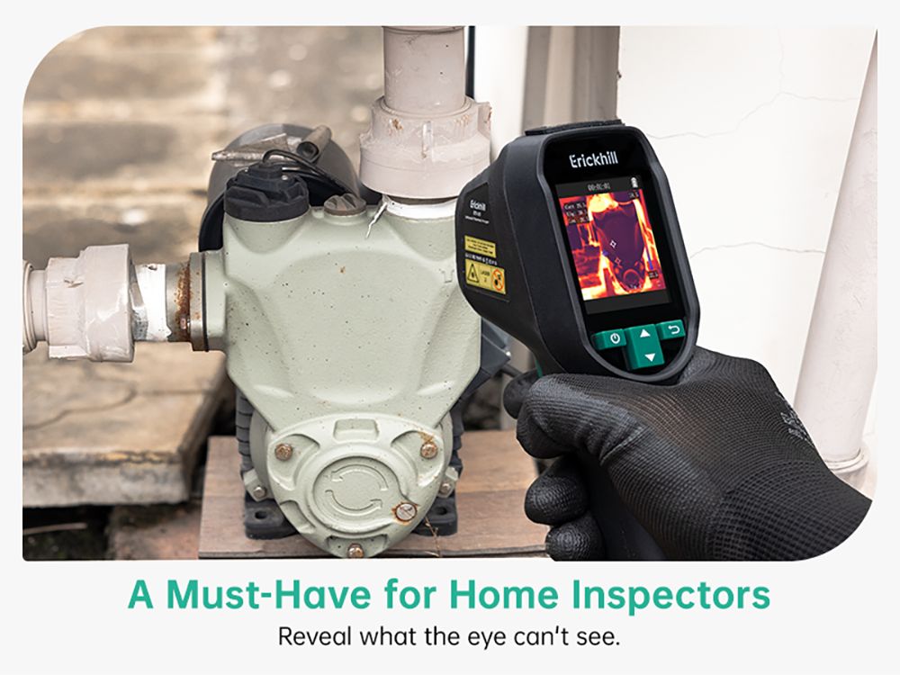 ERICKHILL ETI-01 Thermal Imaging Camera, 240×240 IR, 20Hz Refresh Rate, -20°C to 550°C Range, HVAC/Air Leak Detector, Laser Pointer