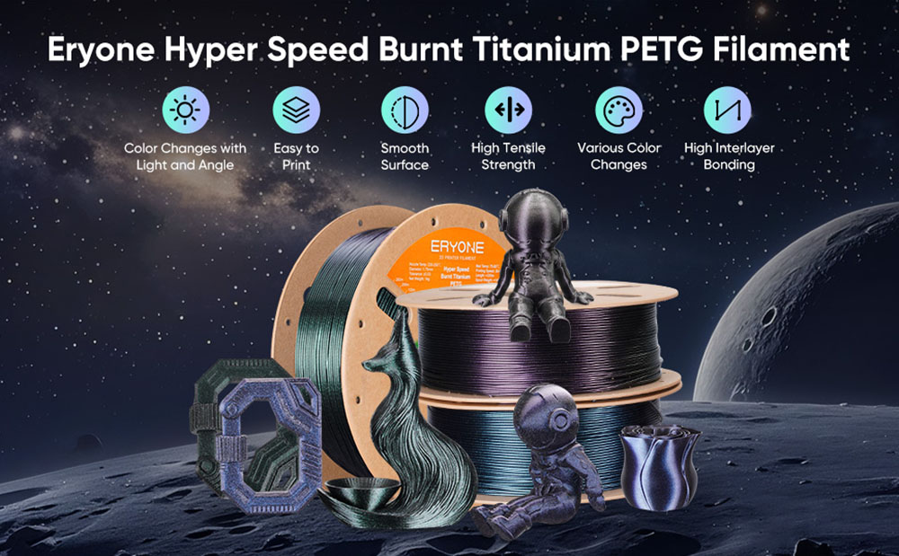 ERYONE High Speed PETG Filament, 1kg - Burnt Titanium Dark Gold