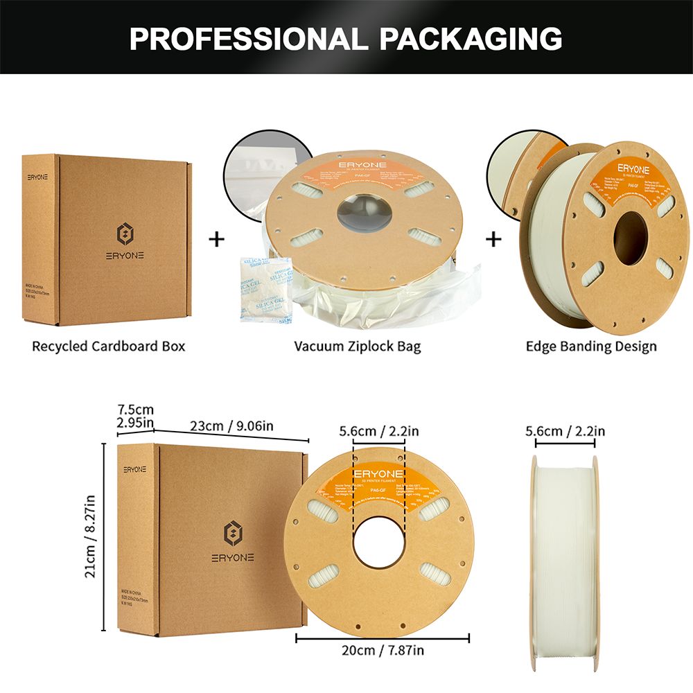 ERYONE PA6 Glass Fiber Filament, 1kg - White