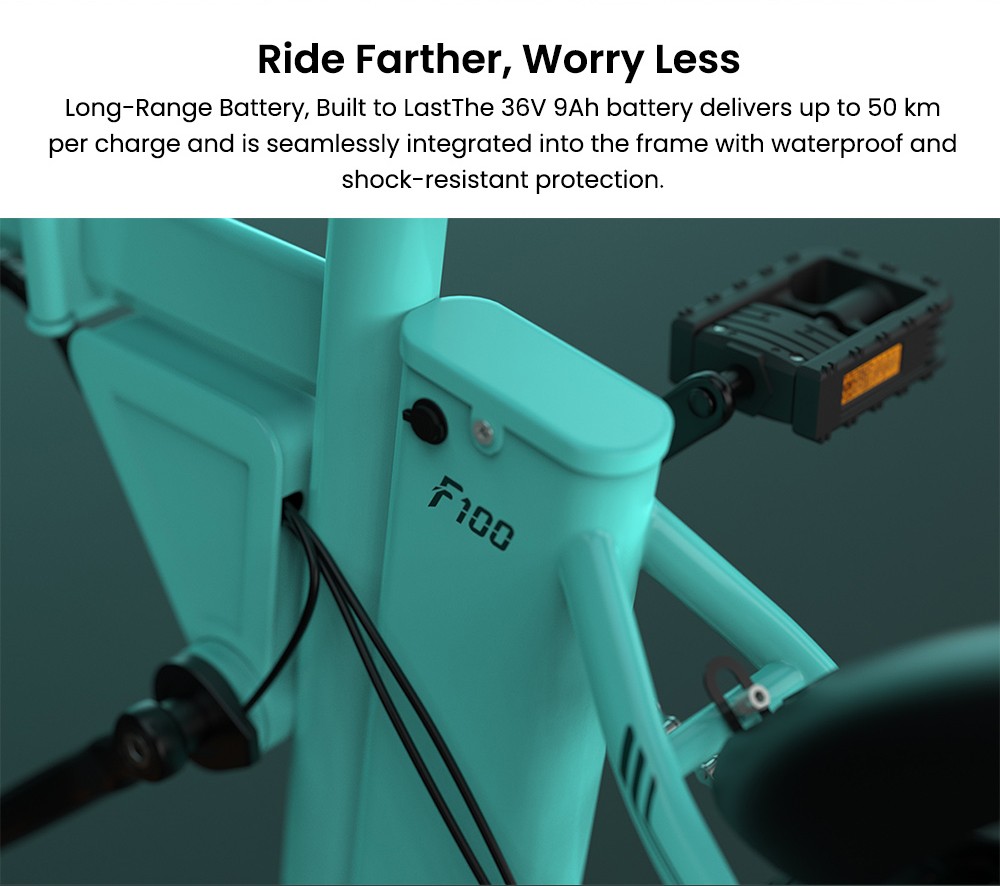 ESKUTE F100 Faltbares Elektrofahrrad, 250-W-Motor, 36-V-9-Ah-Akku, 14-Zoll-Reifen, 25 km/h H&ouml;chstgeschwindigkeit, 55 km Reichweite, mechanische Scheibenbremsen, LCD-Display &ndash; Blau