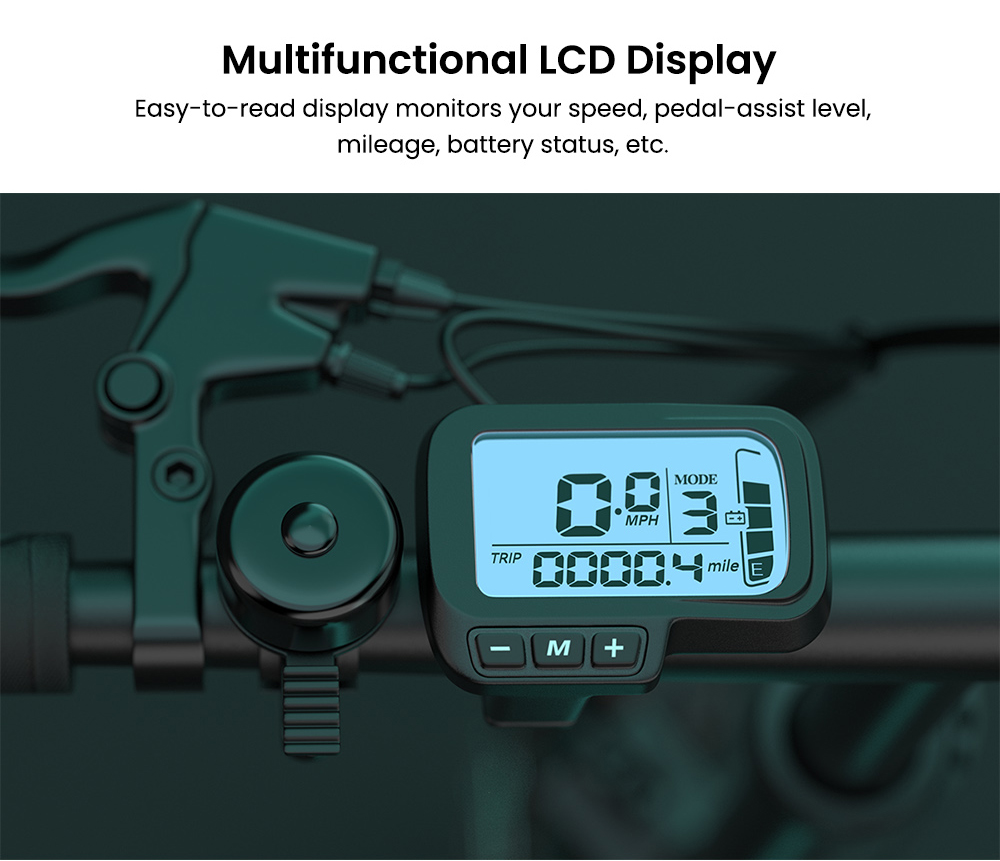 ESKUTE F100 Faltbares Elektrofahrrad, 250-W-Motor, 36-V-9-Ah-Akku, 14-Zoll-Reifen, 25 km/h H&ouml;chstgeschwindigkeit, 55 km Reichweite, mechanische Scheibenbremsen, LCD-Display &ndash; Blau