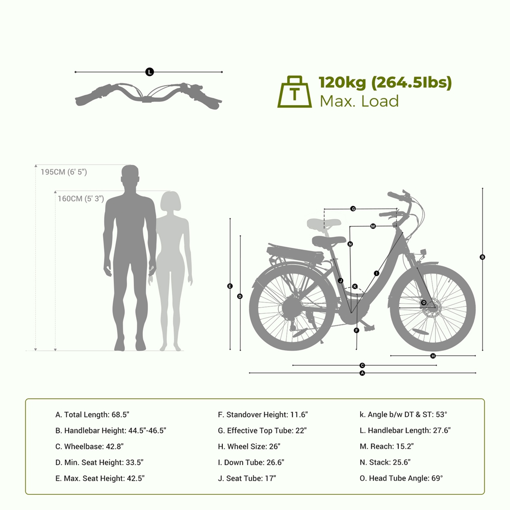 Elektrobicykel Eleglide C2, 250W motor so stredovým pohonom, 36V 13Ah batéria, 26-palcové pneumatiky, max. rýchlosť 25 km/h, dojazd 100 km, hydraulické kotúčové brzdy, odpruženie s uzamykaním, 7-rýchlostný prevod Shimano