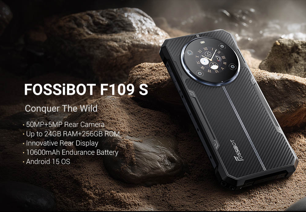 FOSSiBOT F109S Robustný smartfón, Android 15, 6+256GB, 10600mAh batéria, 50MP fotoaparát, NFC
