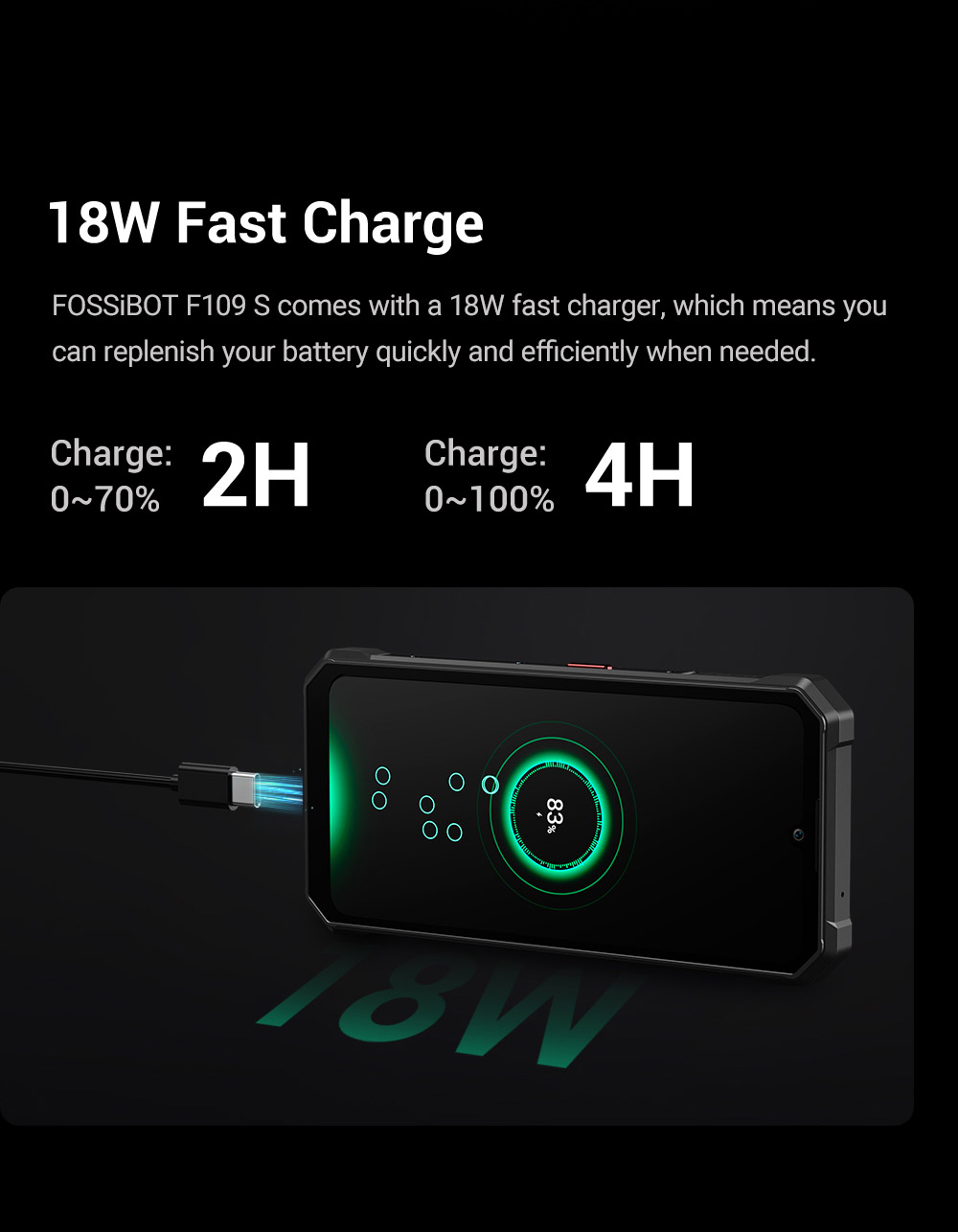FOSSiBOT F109S Rugged Smartphone, Android 15, 6+256GB, 10600mAh Battery, 50MP Camera, NFC