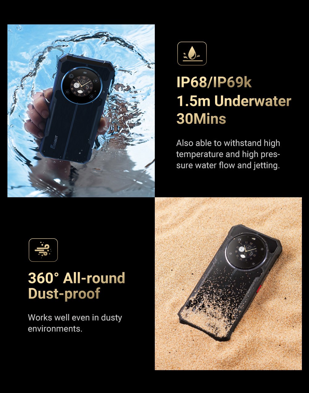 FOSSiBOT F109S Rugged Smartphone, Android 15, 6+256GB, 10600mAh Battery, 50MP Camera, NFC