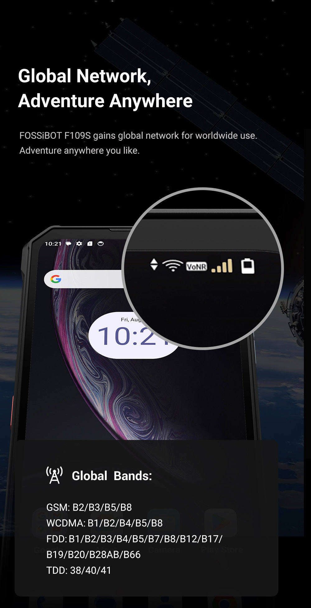 FOSSiBOT F109S Rugged Smartphone, Android 15, 6+256GB, 10600mAh Battery, 50MP Camera, NFC