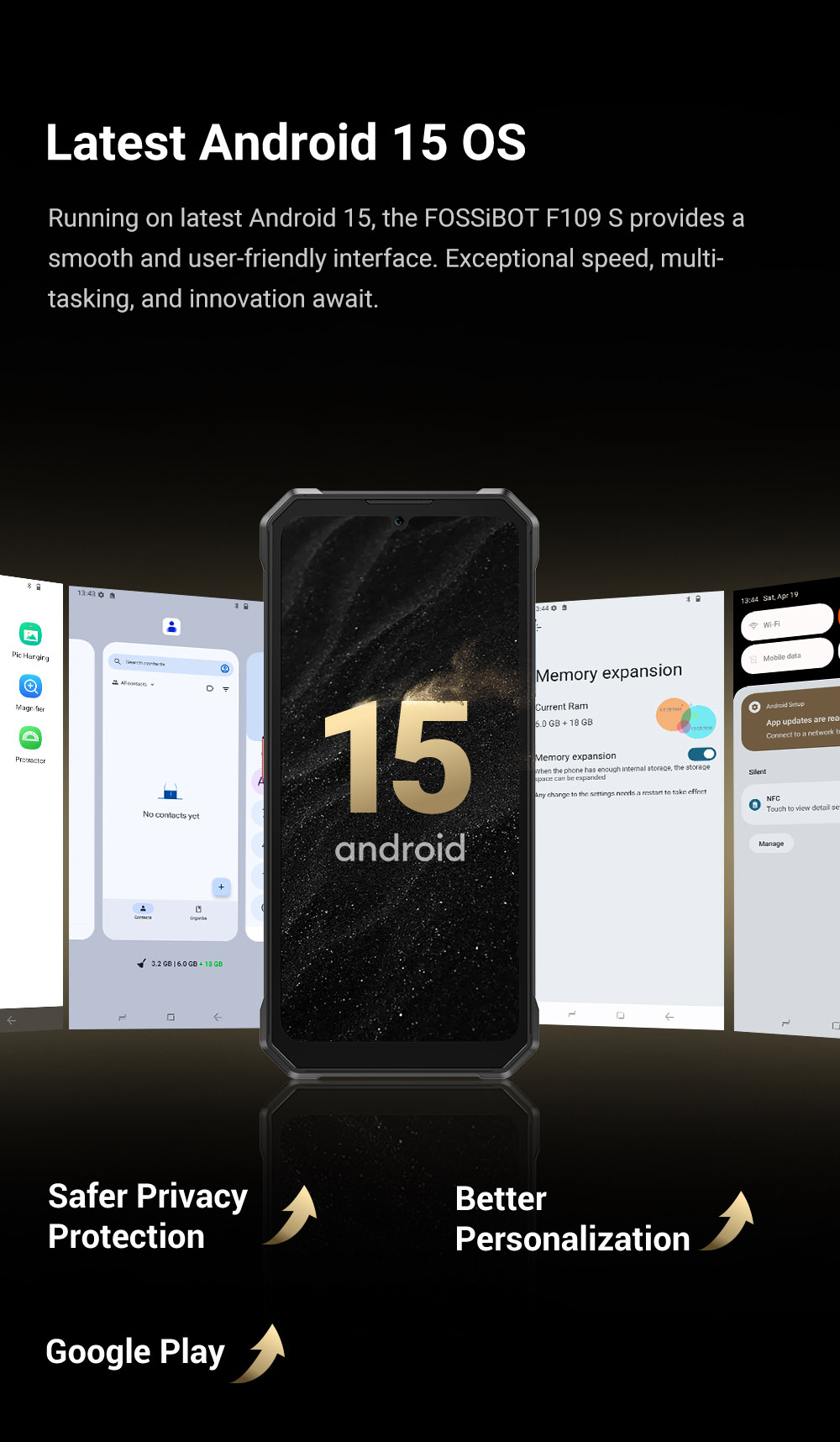FOSSiBOT F109S Rugged Smartphone, Android 15, 6+256GB, 10600mAh Battery, 50MP Camera, NFC