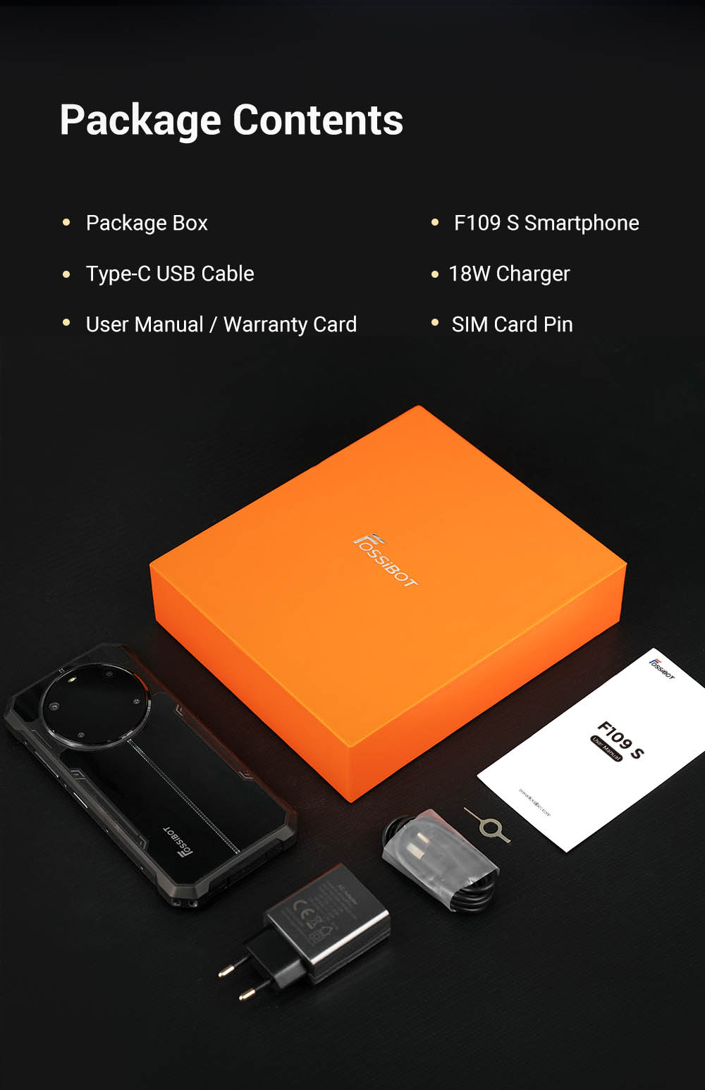 FOSSiBOT F109S Rugged Smartphone, Android 15, 6+256GB, 10600mAh Battery, 50MP Camera, NFC