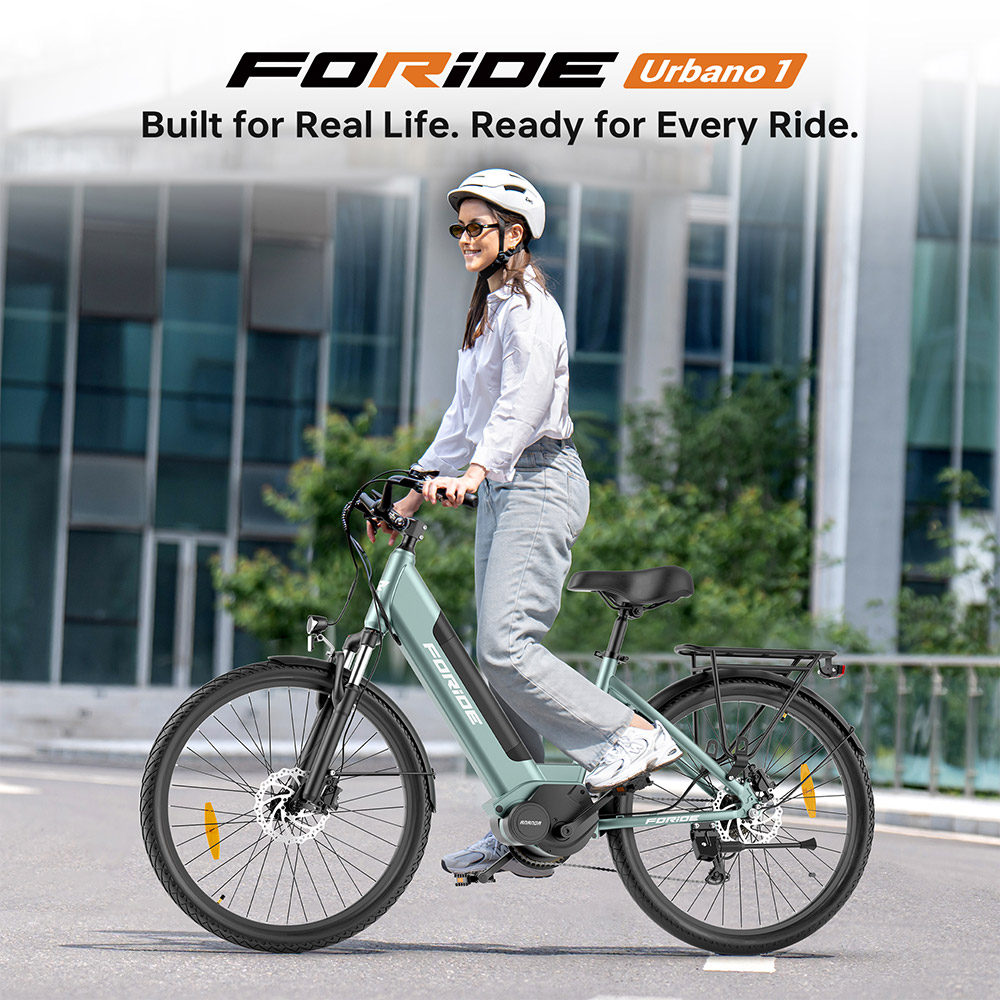 Foride Urbano 1 Elektrobicykel, 250W motor so stredovým pohonom, 36V 13Ah batéria, 26-palcové pneumatiky, max. rýchlosť 25 km/h, dojazd 110 km, hydraulické kotúčové brzdy, odpružená vidlica s uzamykaním, 7-rýchlostná prevodovka Shimano