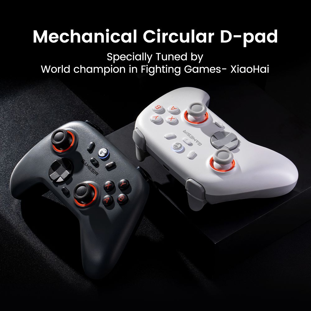 GameSir Nova 2 Lite Wireless Game Controller, Compatible with PC / Switch / Android / iOS, Hall Effect Analog Triggers, Mechanical Circular D-pad, Dual Asymmetric Rumble Motors - Luminous White