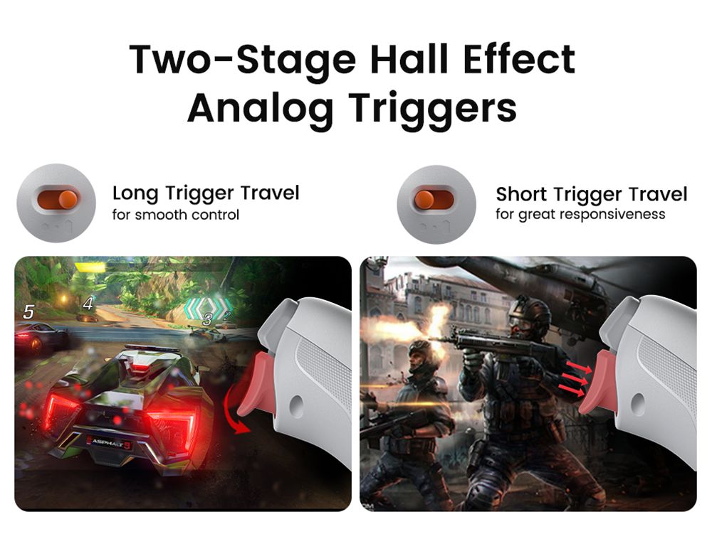 GameSir Nova 2 Lite Wireless Game Controller, Compatible with PC / Switch / Android / iOS, Hall Effect Analog Triggers, Mechanical Circular D-pad, Dual Asymmetric Rumble Motors - Midnight Grey