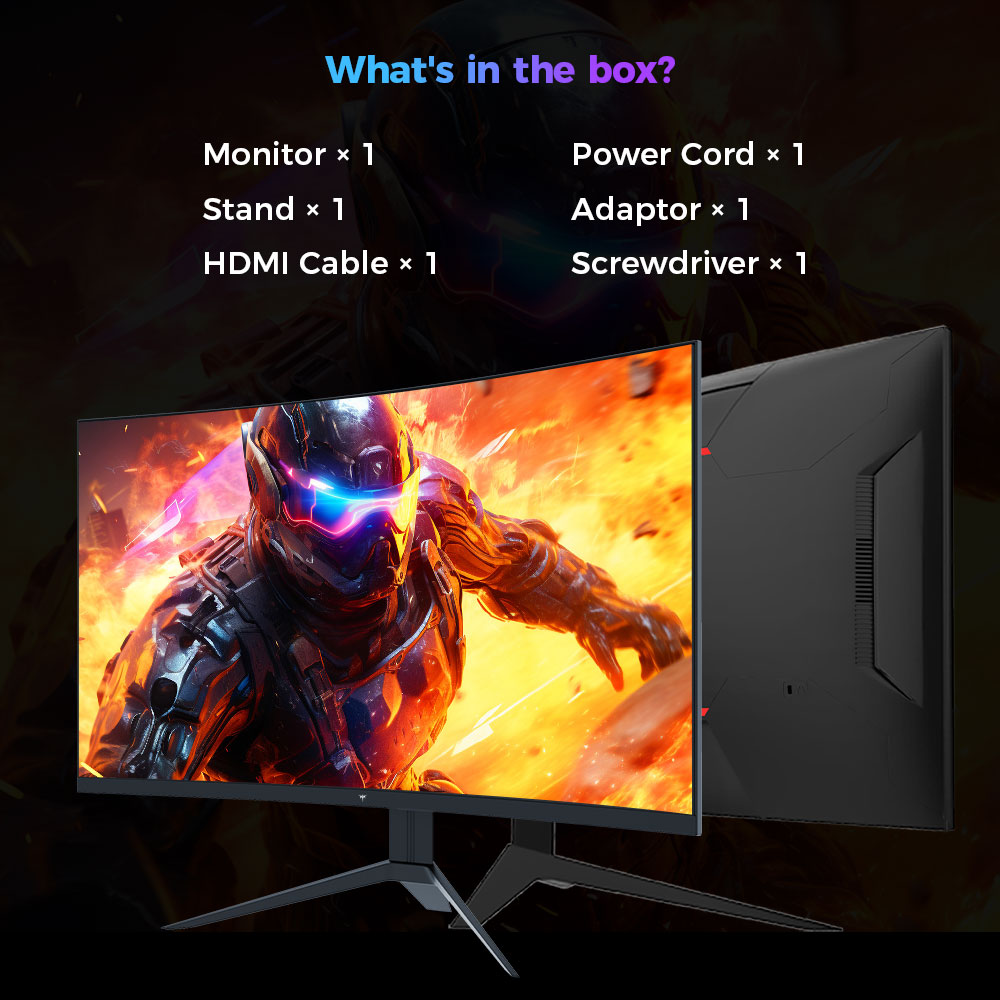 Refurbished KTC H32S17C 1500R Curved Gaming Monitor, 32 inch 1920*1080 VA Panel, 180Hz Refresh Rate, 3000:1 Contrast Ratio, FreeSync & G-Sync, Low Blue Light & Flicker Free, 2*HDMI 2.0, 1*DP1.4, 1*Earphone Jack, VESA Mount