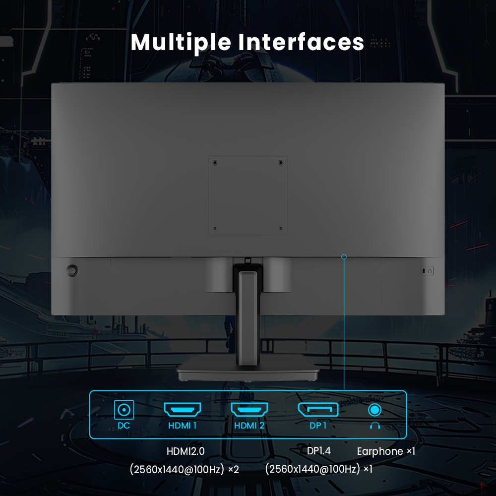 Refurbished KTC H27T27 Gaming Monitor, 27-inch 2560x1440 QHD IPS Screen, 100Hz Refresh Rate, HDR10, 1ms Response Time, Adaptive-Sync, Low Blue Light & Flicker-Free, VESA Wall Mount, 2*HDMI 2.0, 1*DP 1.4, 1*Headphone Jack