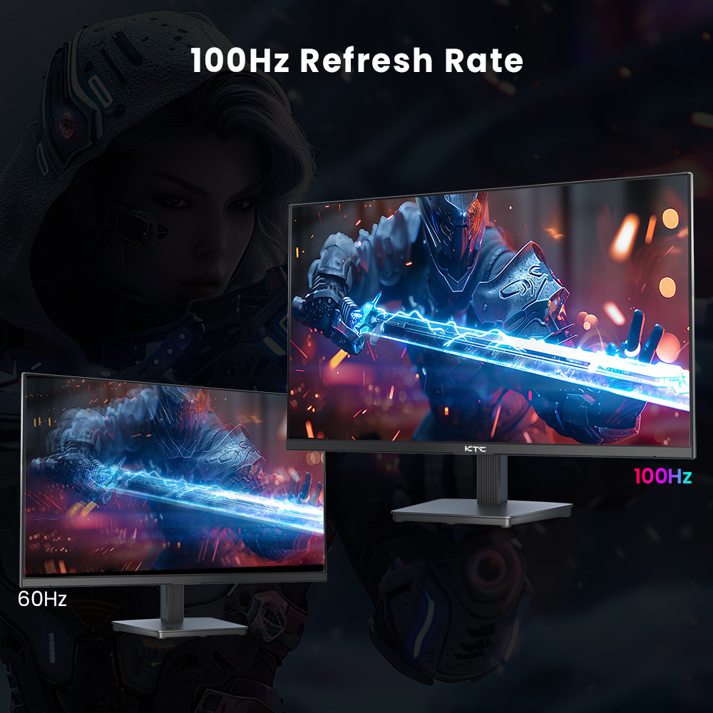 Refurbished KTC H27T27 Gaming Monitor, 27-inch 2560x1440 QHD IPS Screen, 100Hz Refresh Rate, HDR10, 1ms Response Time, Adaptive-Sync, Low Blue Light & Flicker-Free, VESA Wall Mount, 2*HDMI 2.0, 1*DP 1.4, 1*Headphone Jack