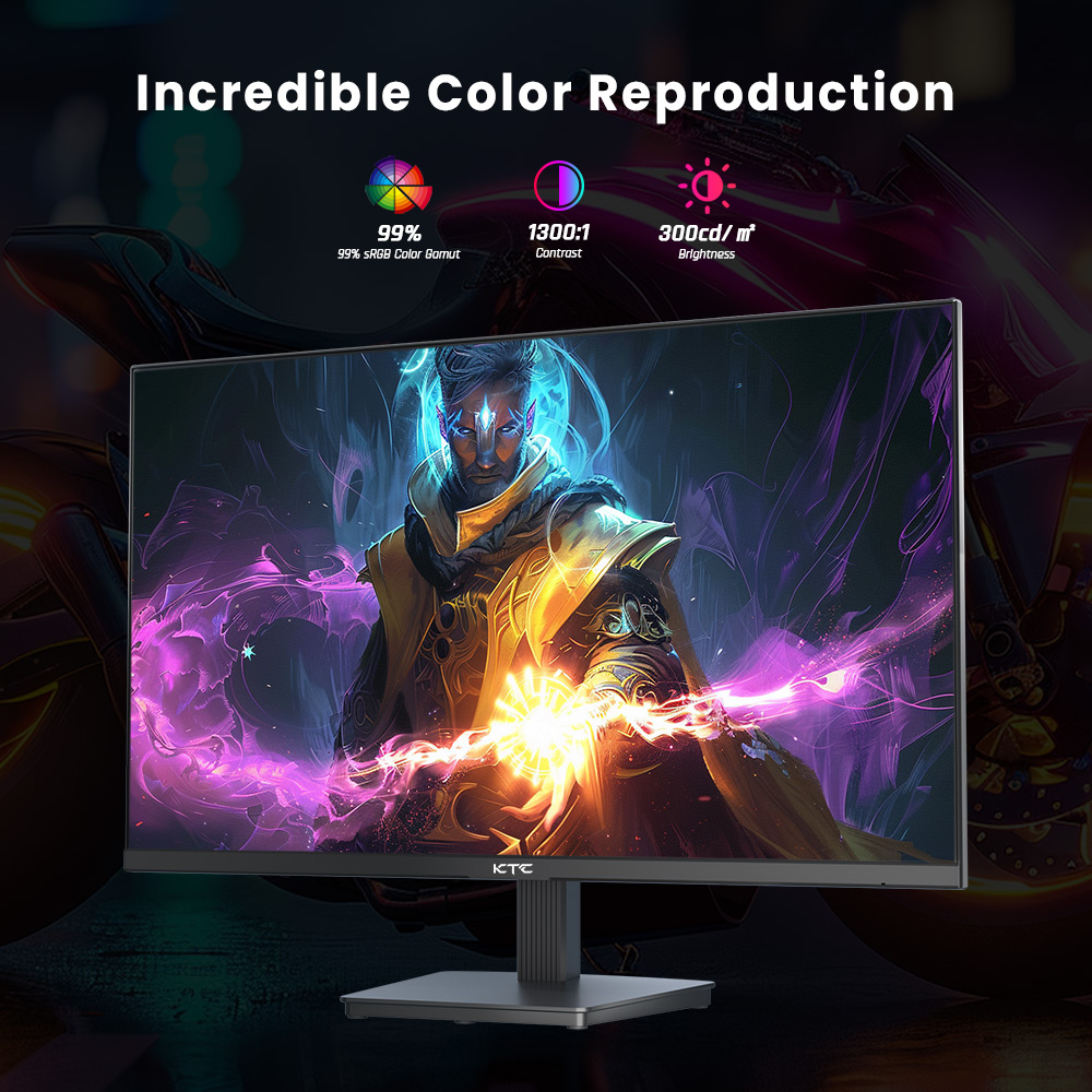 Refurbished KTC H27T27 Gaming Monitor, 27-inch 2560x1440 QHD IPS Screen, 100Hz Refresh Rate, HDR10, 1ms Response Time, Adaptive-Sync, Low Blue Light & Flicker-Free, VESA Wall Mount, 2*HDMI 2.0, 1*DP 1.4, 1*Headphone Jack