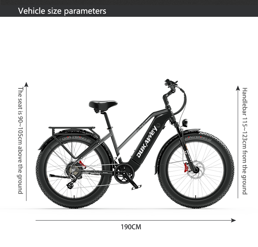 Elektrobicykel LANKELEISI DM530Plus, 1000W motor, 52V 20Ah batéria, 26*4.0 palcové pneumatiky, max. rýchlosť 52 km/h, dojazd 150 km, hydraulické kotúčové brzdy, predné odpruženie olejovou pružinou, 7-stupňová prevodovka Shimano - čiernošedá