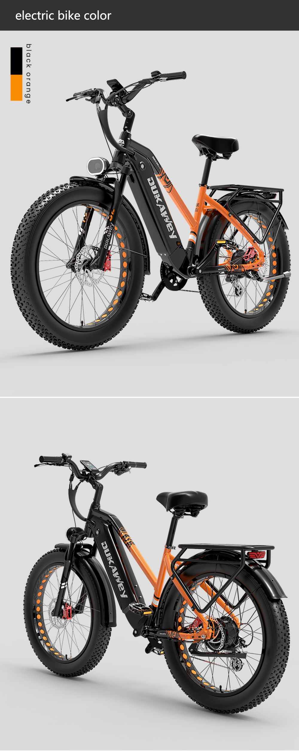 Elektrobicykel LANKELEISI DM530Plus, 1000W motor, 52V 20Ah batéria, 26*4.0 palcové pneumatiky, max. rýchlosť 52 km/h, dojazd 150 km, hydraulické kotúčové brzdy, predné odpruženie olejovou pružinou, 7-rýchlostný prevod Shimano - čiernošedý