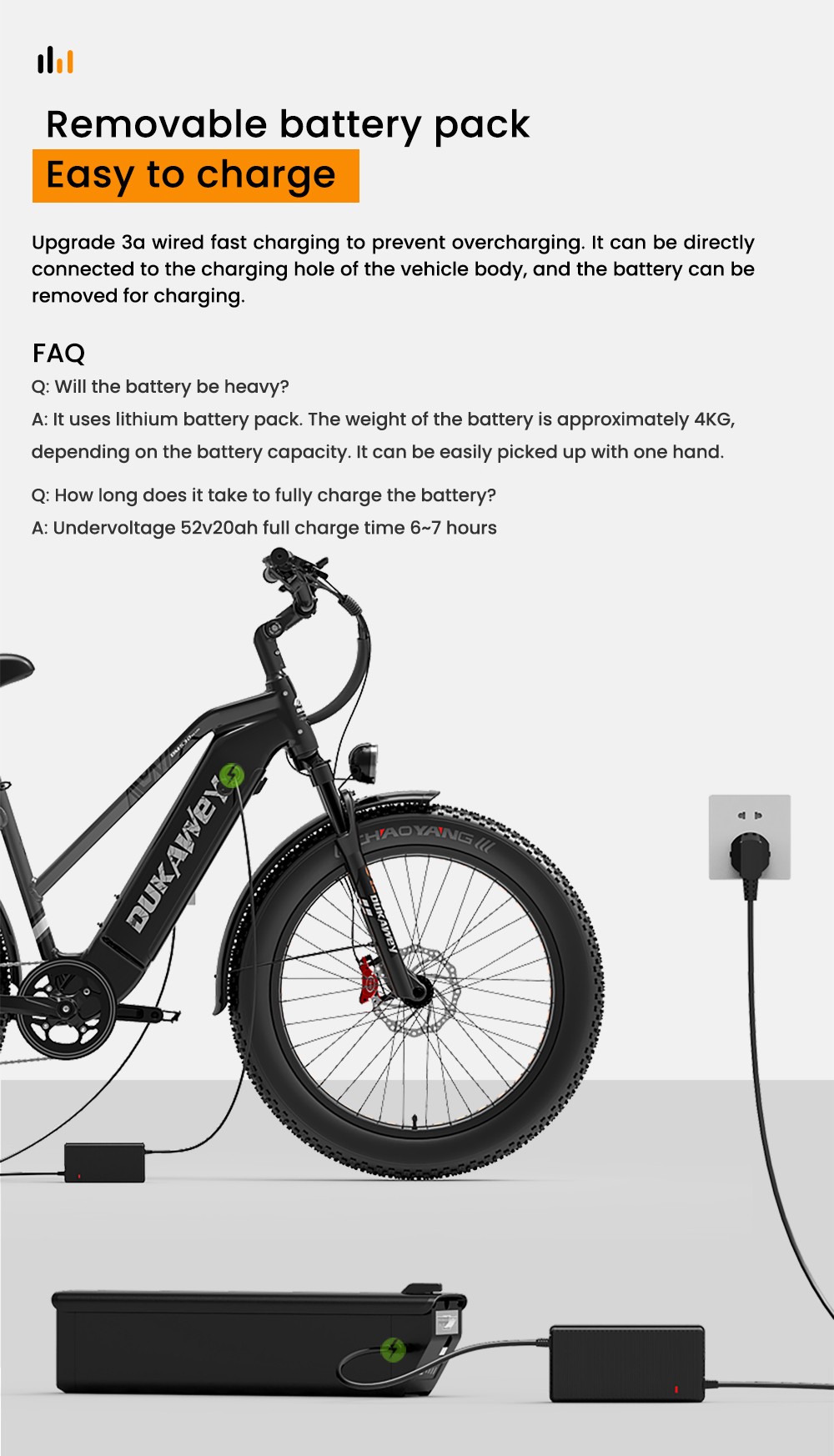 Elektrobicykel LANKELEISI DM530Plus, 1000W motor, 52V 20Ah batéria, 26*4.0 palcové pneumatiky, max. rýchlosť 52 km/h, dojazd 150 km, hydraulické kotúčové brzdy, predné odpruženie olejovou pružinou, 7-rýchlostný prevod Shimano - čiernošedý