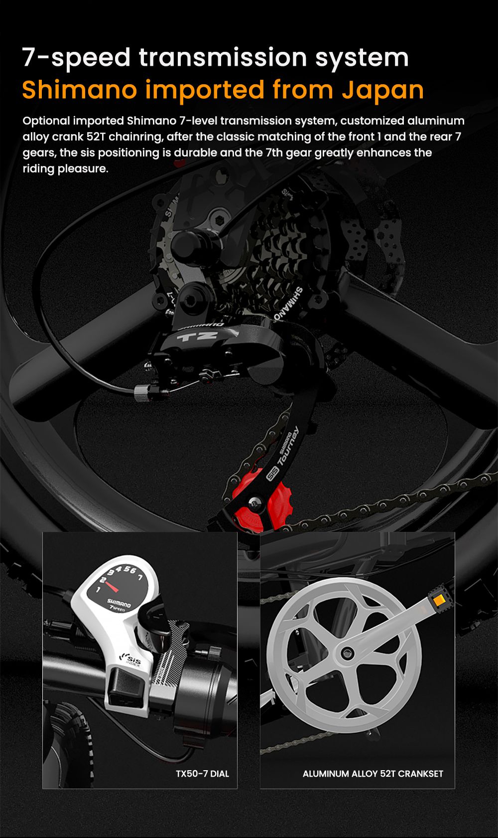 LANKELEISI G660 Electric Bike, 500W Motor, 48V 12.8Ah Battery, 20*1.95 palcové pneumatiky, max. rýchlosť 35 km/h, dojazd 110 km, hydraulické kotúčové brzdy, predná vidlica s olejovým tlmičom, 7-rýchlostná prevodovka Shimano - červená