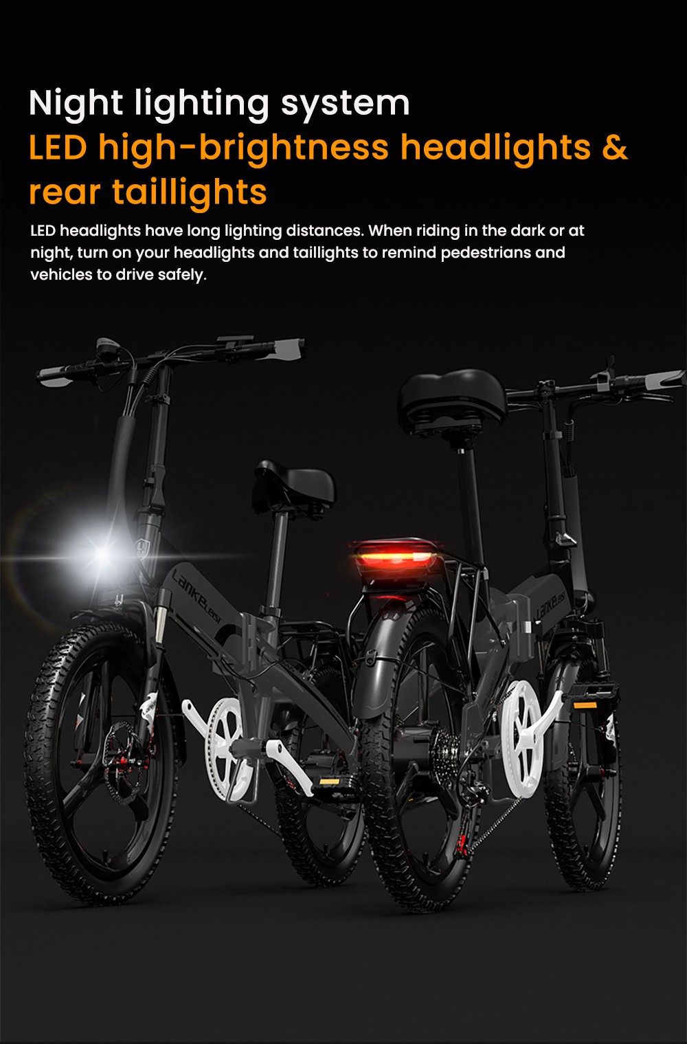 LANKELEISI G660 Electric Bike, 500W Motor, 48V 12.8Ah Battery, 20*1.95 palcové pneumatiky, max. rýchlosť 35 km/h, dojazd 110 km, hydraulické kotúčové brzdy, predná vidlica s olejovým tlmičom, 7-rýchlostná prevodovka Shimano - červená